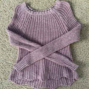 pink and white american eagle scalloped sweater